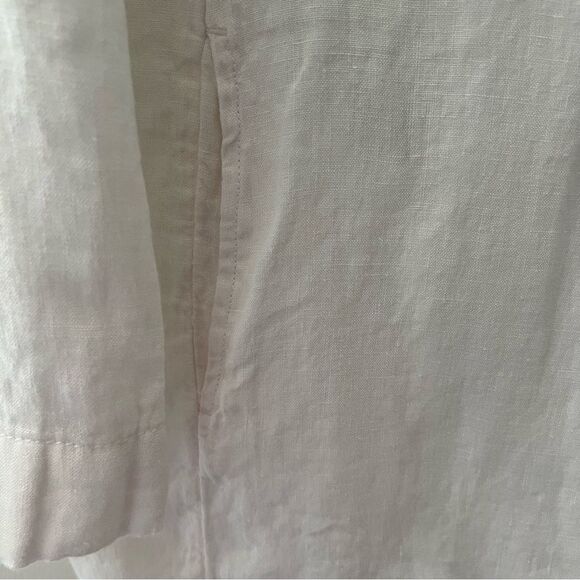 Halston 100% Linen Blazer Jacket White Roll Tab Size Medium Coastal Minimalist - Picture 2 of 8